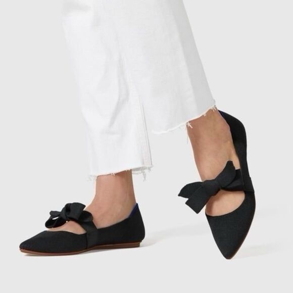 Rothy's Mary Jane The Point Bow Tie Flats in Black Size 6.5 - Picture 2 of 12